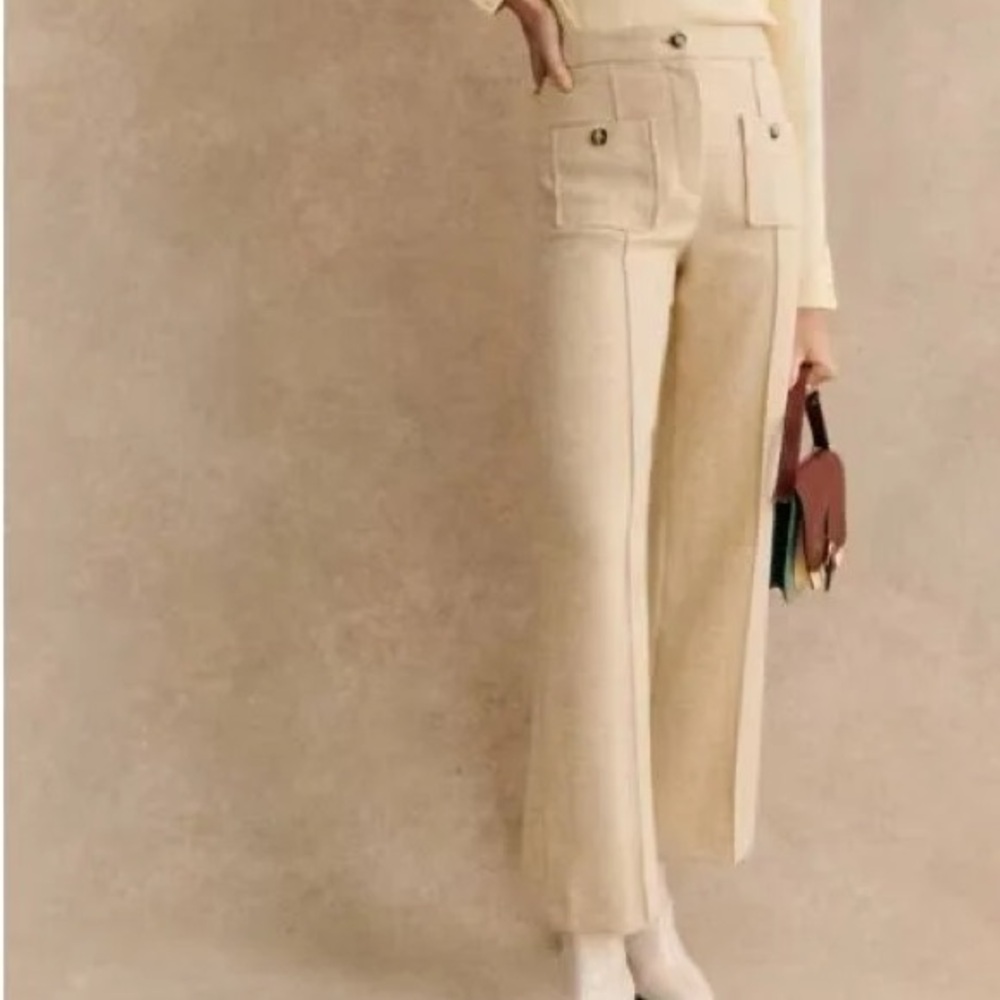 Sezane Emilio Trousers in Mottled Ecru Size 2